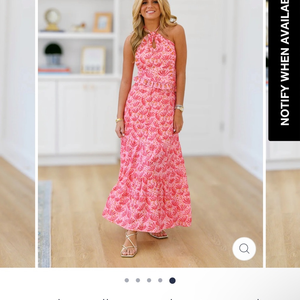 Pink Halter Neck and Maxi Skirt SET